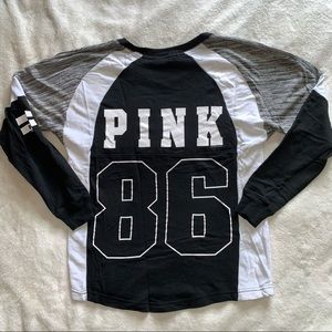 VS PINK Black Campus Crewneck Top